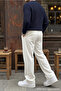 Men's Fabric Baggy Pleated White Trousers - 6