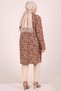 48024 Plus Size Patterned Brown Floral Wrap Shirt - Low Sleeve - 5