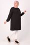 38014 Large Size Combed Cotton Tunic with Pocket Detail - Black - 2