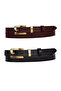 100% Genuine Leather Set of 2 Gold Color Set Buckle 2cm Women's Belt Claret Red, Black_ Large_Gold - 2