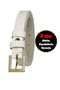 100% Genuine Leather, Gold Color Buckle Thin 2 cm Milk White Women's Belt; Dress, Trouser Belt_square