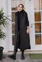 Women’s Black Hooded Long Puffer Vest with Slit Detail