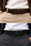 2 Pack Black Brown Men's Genuine Leather Black Buckle Men's Jeans Belt 4.5 cm Black-Brown - 3