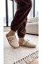 Women's Beige Leather Bow Detailed Plush House Slippers 3 cm Byndtmtf01 - 7