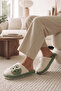 Women's Green Frog Embroidered Plush Winter House Slippers 3 cm Byndkur01 - 4