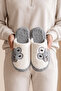 Women's Gray Frog Embroidered Plush Winter House Slippers 3 cm Byndkur01 - 2