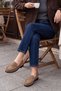 Women's Genuine Leather Oval Toe Moccasin Stitched Drawstring Loafer Casual Shoes Lefora Soil Suede - 4