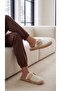 Women's Beige Leather Bow Detailed Plush House Slippers 3 cm Byndtmtf01 - 3