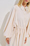 Draped Waist Adjustable Balloon Sleeve Dress Beige - 4