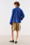 Technical Fabric Buttoned Bomber Jacket Blue - 4
