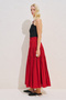 Pleated Wide Skirt Red - 7