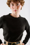 Crew Neck Short Knit Sweater Black - 4