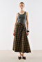 Draped Waist Pleated Skirt Gray - 4