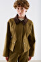 Velvet Collar Short Trench Coat Jacket Khaki - 6