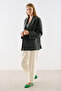 Belted Double-Breasted Pocketed Blazer Jacket Anthracite - 3