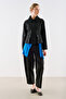 Velvet Collar Short Trench Coat Jacket Black - 2