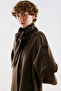 Trench Coat with Collar Fastening Detail Dark Brown - 5