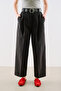 Gabardine Straight Pleated Pants Navy Blue - 3