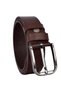 100% Genuine Leather, One Piece Buffalo Leather 3.5 cm Dark Brown Fabric Trouser Belt - 3