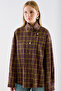 Plaid Patterned Stand-Up Collar Shirt Burgundy - 4
