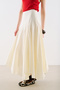 Asymmetric Draped Cotton Skirt Ecru - 2