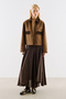 Velvet Collar Pocketed Short Jacket Khaki - 3