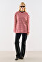 Striped Colorful Collar Long Sleeve T-Shirt Red - 2