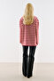 Striped Colorful Collar Long Sleeve T-Shirt Red - 5