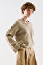 V-Neck Short Knitted Sweater Mink - 2