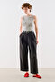 Gabardine Straight Pleated Pants Navy Blue - 2