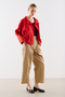 Technical Fabric Buttoned Bomber Jacket Red - 2