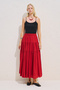 Pleated Wide Skirt Red - 4