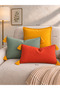 Bohemian Cushion Cover Set with Tassels Tile Green Yellow 3-Piece - 2