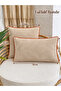 Suede Beige Throw Pillow Cover with Piping Detail - 2