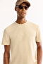 Men's Beige Crew Neck Viscose Blend Bi-Stretch Printed Regular Fit T-Shirt A52Y1020 - 7