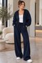 Women's Modal Fabric Stretch Fabric Hooded Tracksuit Set Navy Blue - 3