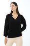 Women's V-Neck Balloon Sleeve Relaxed Fit Knit Sweater - 3