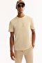 Men's Beige Crew Neck Viscose Blend Bi-Stretch Printed Regular Fit T-Shirt A52Y1020 - 5