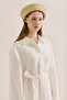 Linen Belted Shirt Dress Ecru - 5