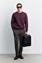 Men's Burgundy Crew Neck 3 Thread Threaded -4 Degree Resistant Regular Fit Sweatshirt A62Y1291 - 7