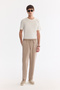 Men's Beige Elastic Waist Breathable Modal Blend Soft Touch Relaxed Fit Jogger Pants A61Y3031