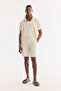 Men's Ecru Elastic Waist Cotton Jacquard Regular Fit Shorts A61Y3632 - 7