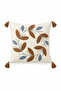 Buldan Bezi Cotton Tasseled Throw Pillow Cover - Decorative Wreath Embroidered Pillowcase 42X42 cm