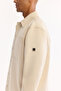 Men's Beige Classic Collar Soft Touch Suede Textured Comfort Fit Shirt Jacket A52Y6004 - 5