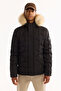 Men's Black Removable Hooded Fur Jacket 100% Goose down Water Repellent Windproof -10 Degree Resistant - 5