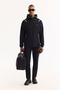 Men's Black Hooded Zippered Bi-Stretch Technical Fabric Regular Fit Sweatshirt A52Y1332 - 8