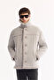 Men's Gray Fur Collar Napa Comfort Fit Coat A52Y6055