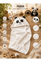 100% Cotton Baby Bath Towel with Cotton Pieces & Headgear - Panda Embroidered & Towel - Soft & Water Absorbent Gift - 5