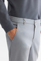 Men's Gray Slim Fit Trousers with Elastic Sides and Soft Buttons, Double Leg, A42Y3007 - 4