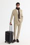 Men's Beige Mono Collar Bi-Stretch Blazer Comfort Slim Fit Jacket A42Y4011 - 6